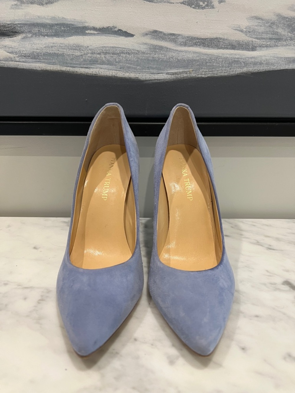 Ivanka Trump Light Blue Suede Pointed-Toe Pumps